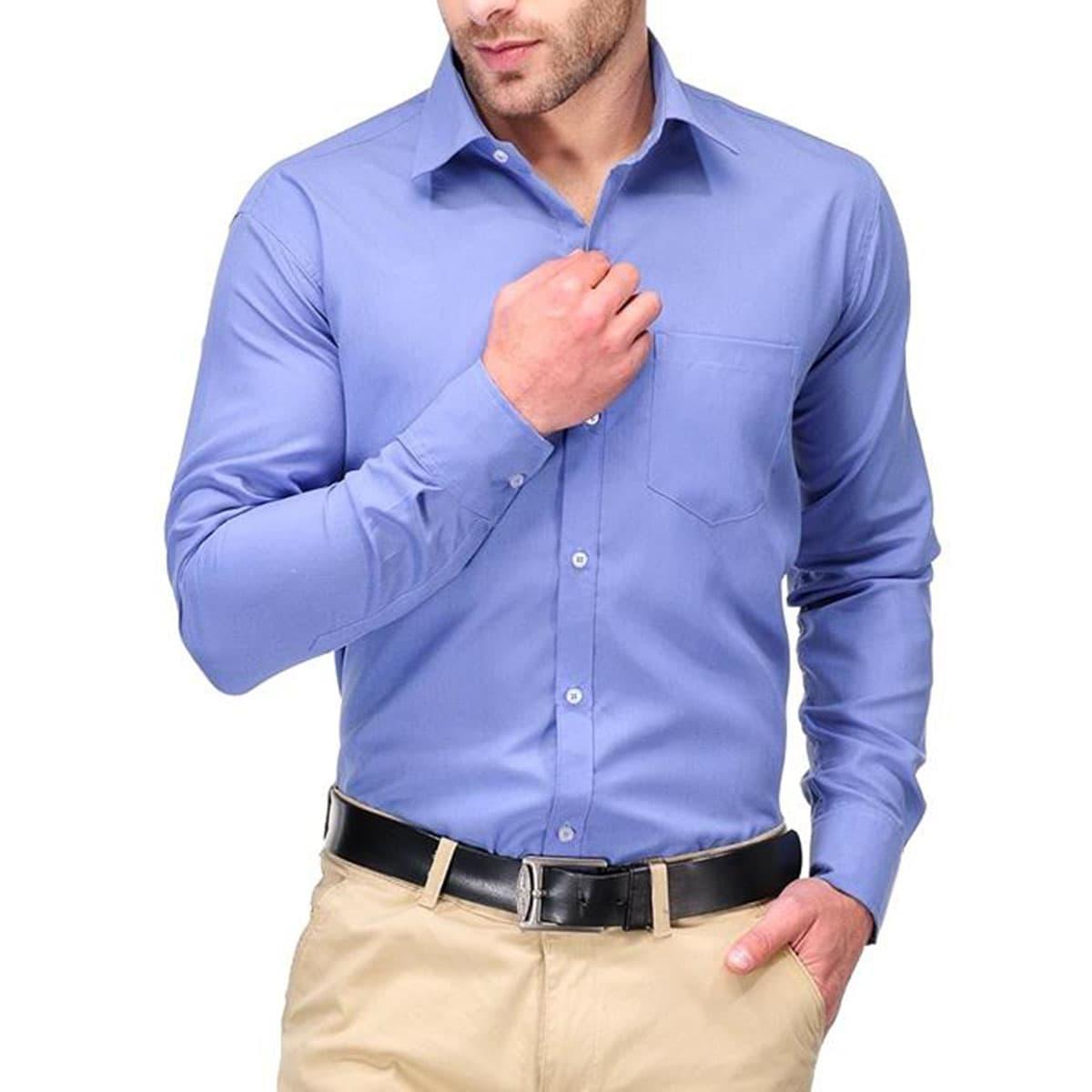 Light Sky Blue Cotton Formal Shirt For Men